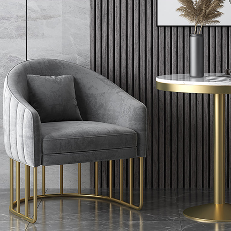 Velvet Arm Chair Sloped Arms Accent Chair with Basic Four Leg