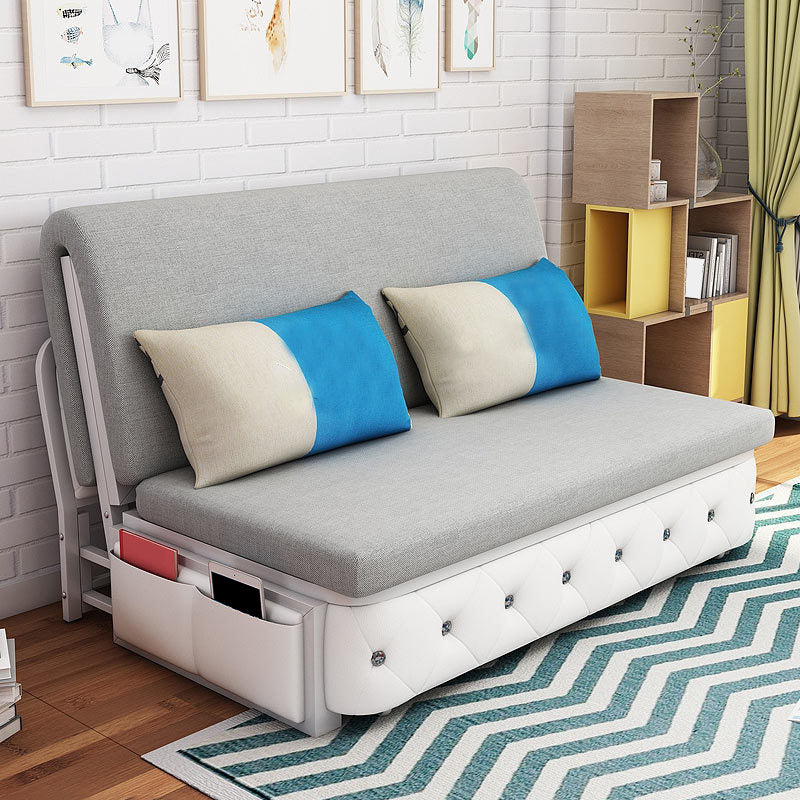 Gray Linen Sleeper Sofa 33.46" Wide Armless Sofa Bed with Upholstered