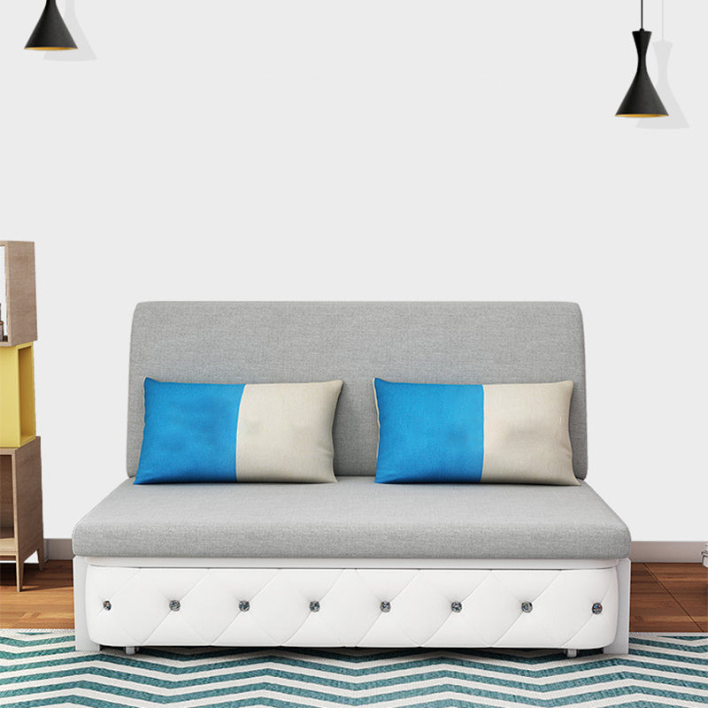 Gray Linen Sleeper Sofa 33.46" Wide Armless Sofa Bed with Upholstered