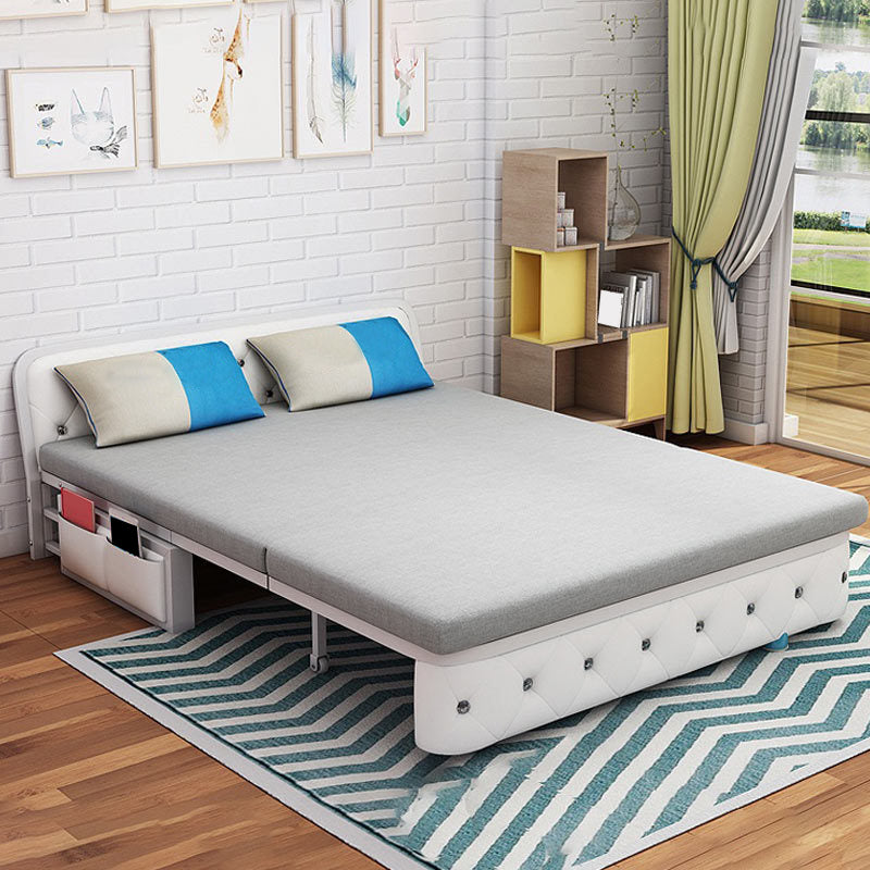 Gray Linen Sleeper Sofa 33.46" Wide Armless Sofa Bed with Upholstered