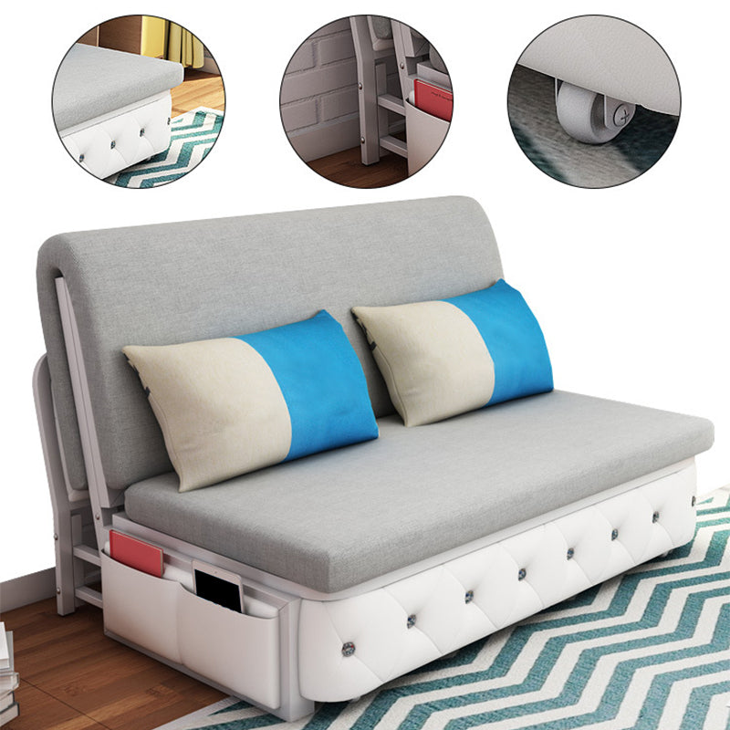 Gray Linen Sleeper Sofa 33.46" Wide Armless Sofa Bed with Upholstered