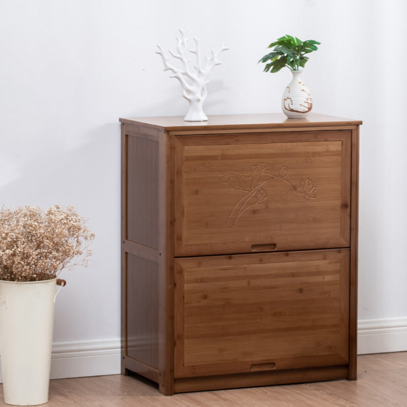 Mid-Century Modern Brown Accent Cabinet with Doors in Solid Wood