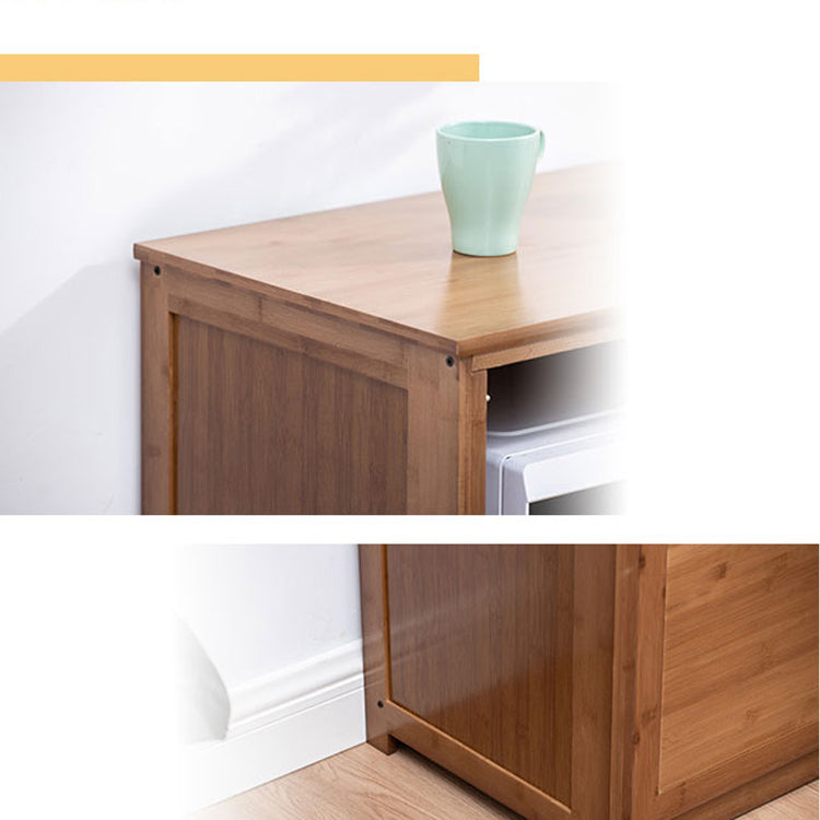 Mid-Century Modern Brown Accent Cabinet with Doors in Solid Wood