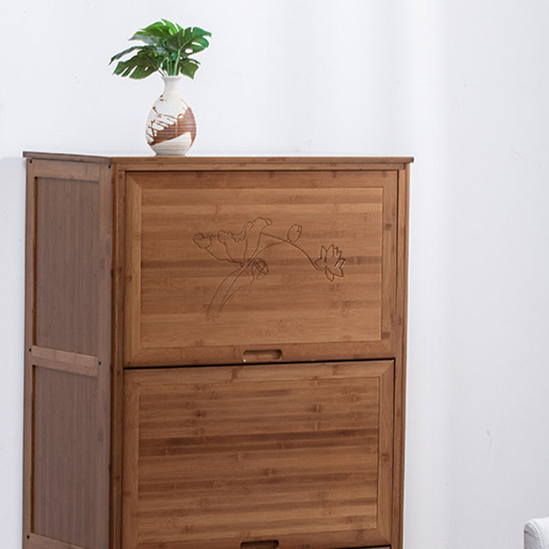 Mid-Century Modern Brown Accent Cabinet with Doors in Solid Wood