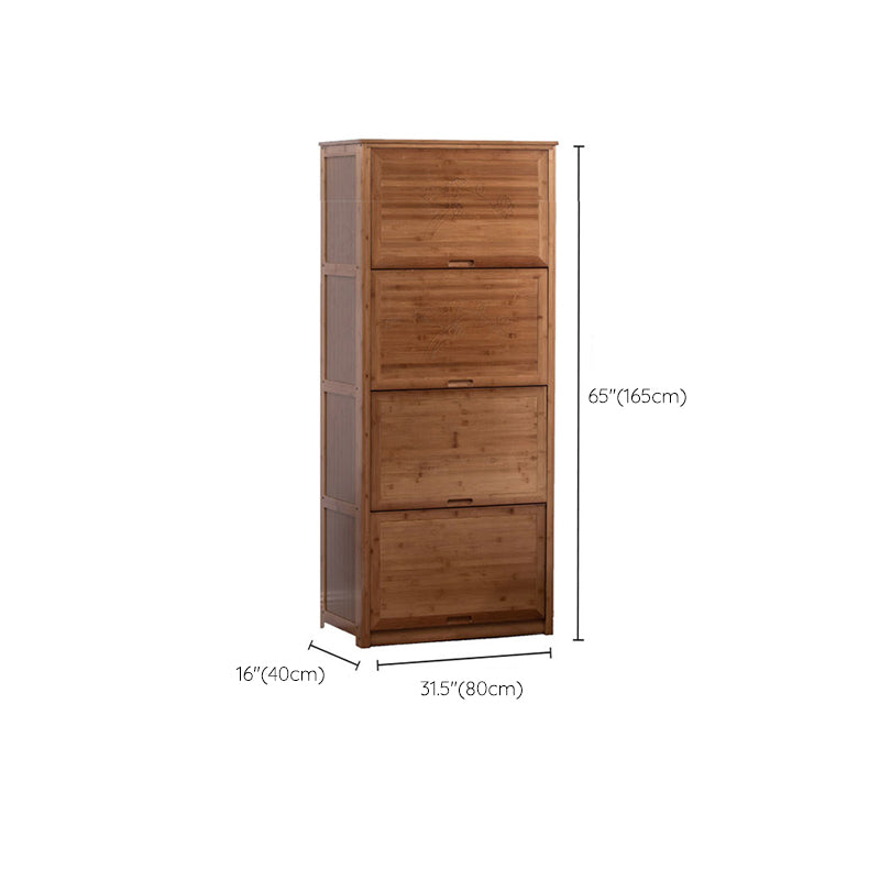 Mid-Century Modern Brown Accent Cabinet with Doors in Solid Wood