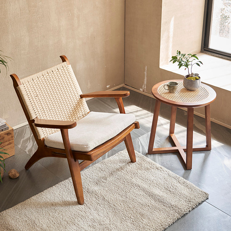 Arms Included Wood Square Arms Woven Back Lounge Accent Chair,30.70" W