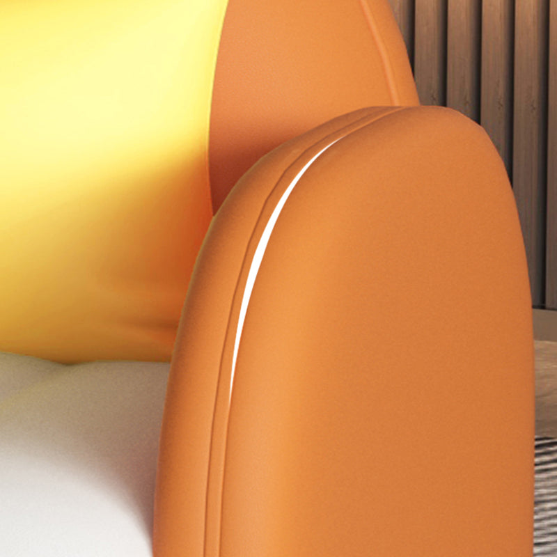 Contemporary Round Arm Standard Sofa Tight Back Faux Leather Sofa