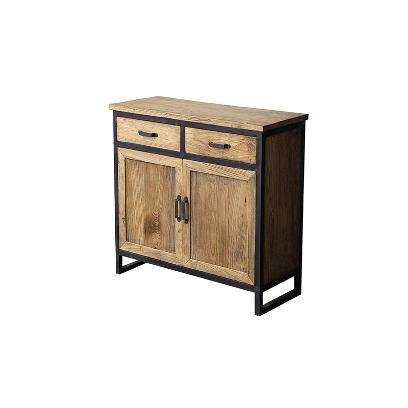 Industrial Distressed Wood Accent Cabinet with Drawers in Solid Wood