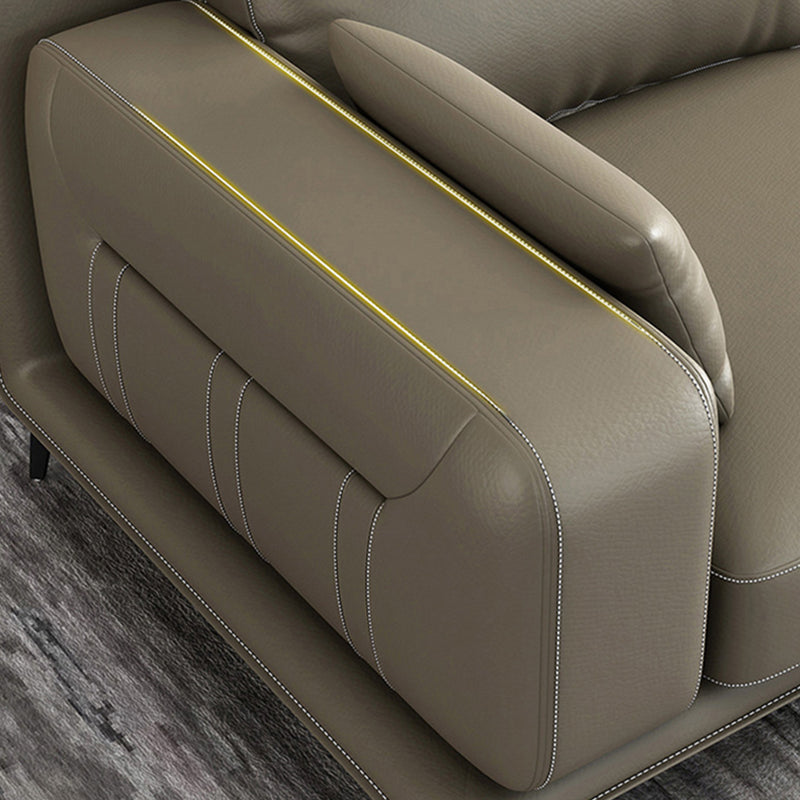 Nordic Pillows Recessed Arm Living Room Faux Leather Stationary Seating