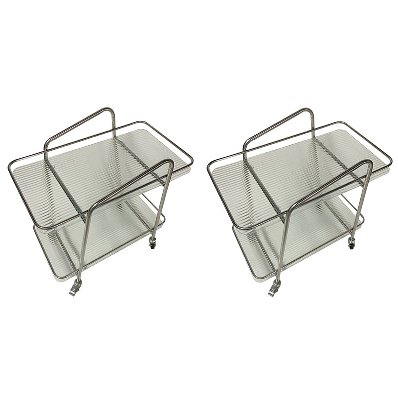 Modern Glass End Slide Table 2-Tier Corner Table with Storage