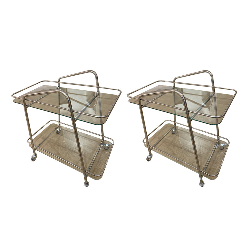 Modern Glass End Slide Table 2-Tier Corner Table with Storage