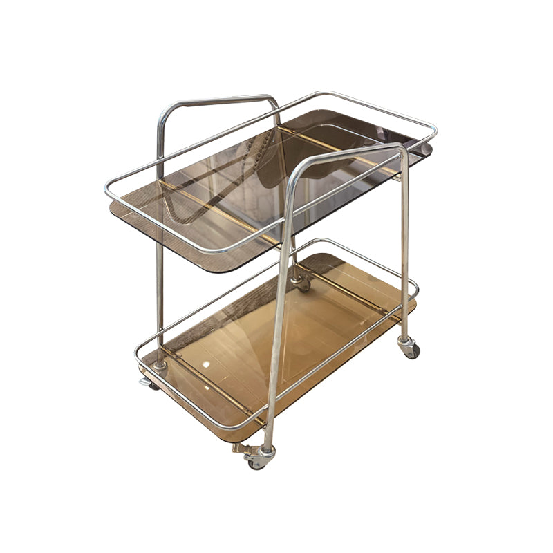 Modern Glass End Slide Table 2-Tier Corner Table with Storage