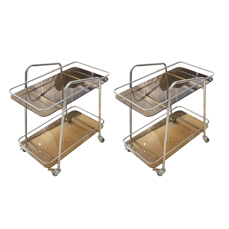 Modern Glass End Slide Table 2-Tier Corner Table with Storage