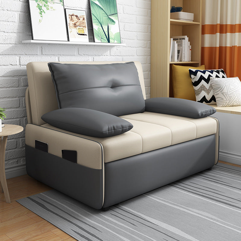 Scandinavian Sleeper Sofa Light Gray Sofa Bed with Detachable Mattress