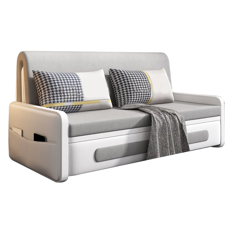 35.43" Wide Linen Sofa Bed Scandinavian Square Arm Sleeper Sofa