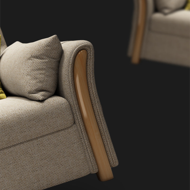 Contemporary Linen Sofa Bed Beige Square Arm Sleeper Sofa, 32.28" Wide