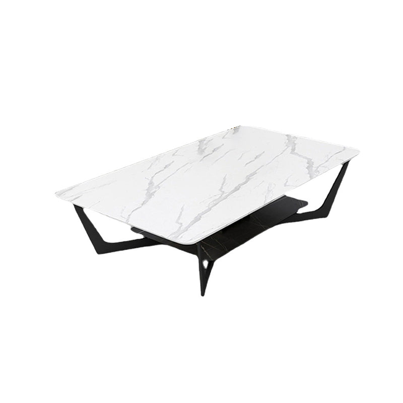 Cross Legs Coffee Table with Shelf Luxurious Metal Cocktail Table