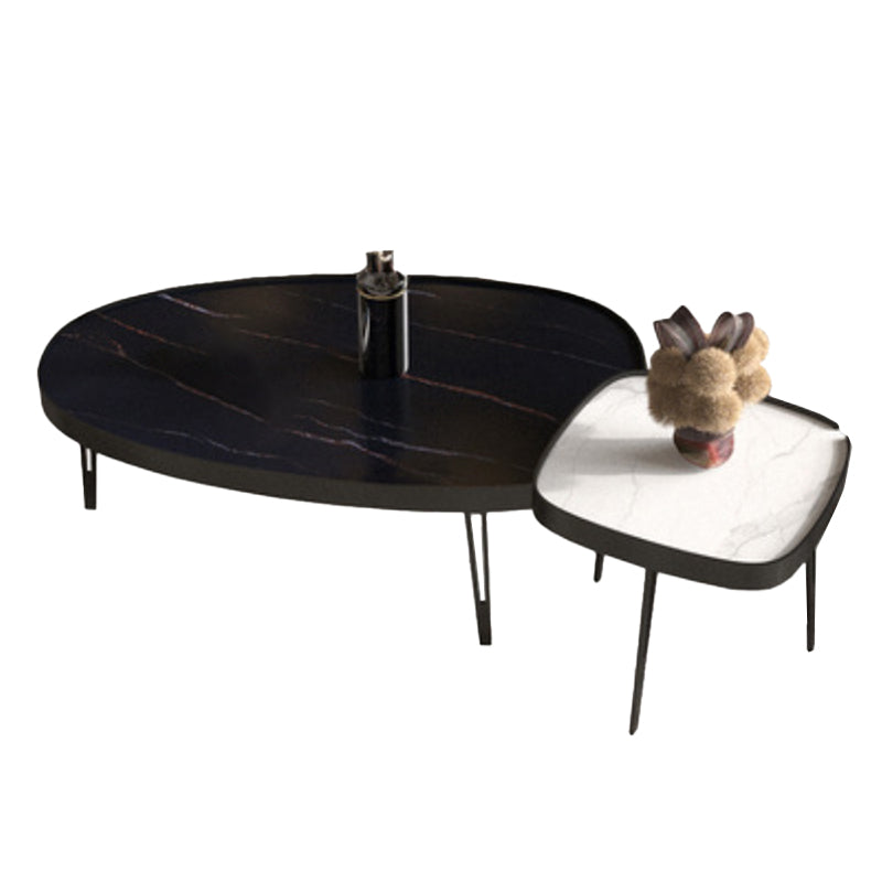 Glam Cocktail Table 3 Legs Faux Stone Oval/Square Coffee Table