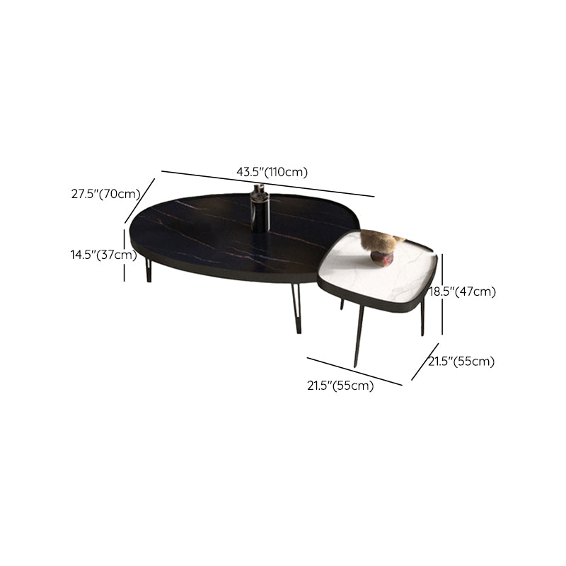 Glam Cocktail Table 3 Legs Faux Stone Oval/Square Coffee Table
