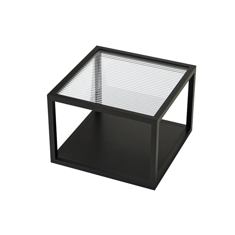 Square Nesting Coffee Table Modern Glass Top Frame Cocktail Table