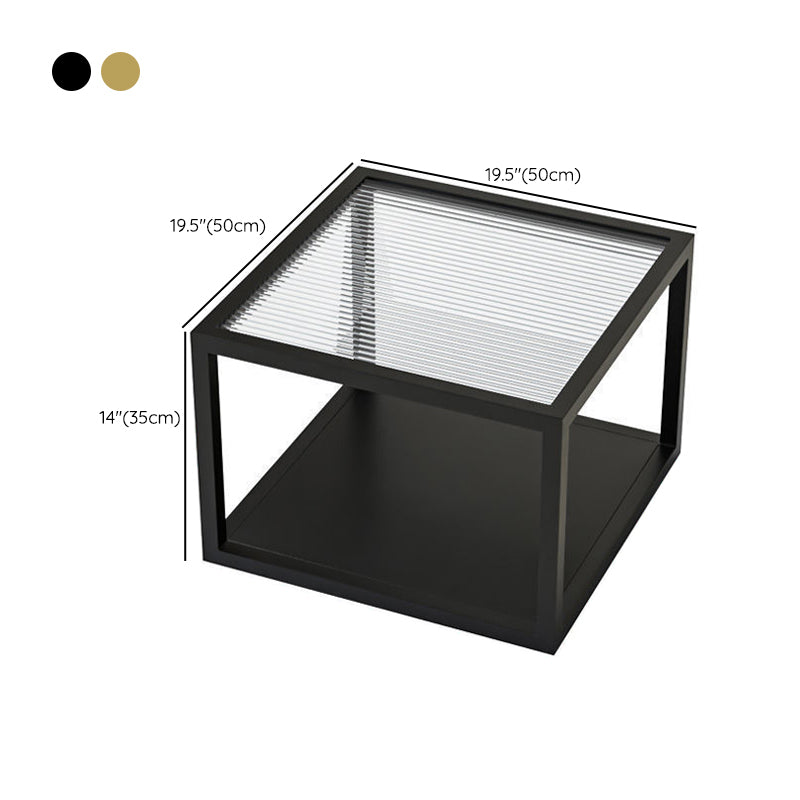 Square Nesting Coffee Table Modern Glass Top Frame Cocktail Table