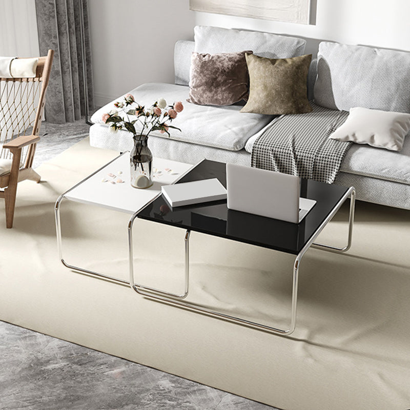Square Steel Sled Coffee Table Modern 2 Nesting Cocktail Table