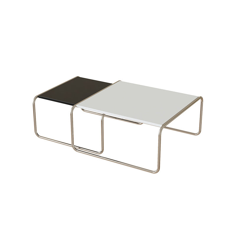 Square Steel Sled Coffee Table Modern 2 Nesting Cocktail Table