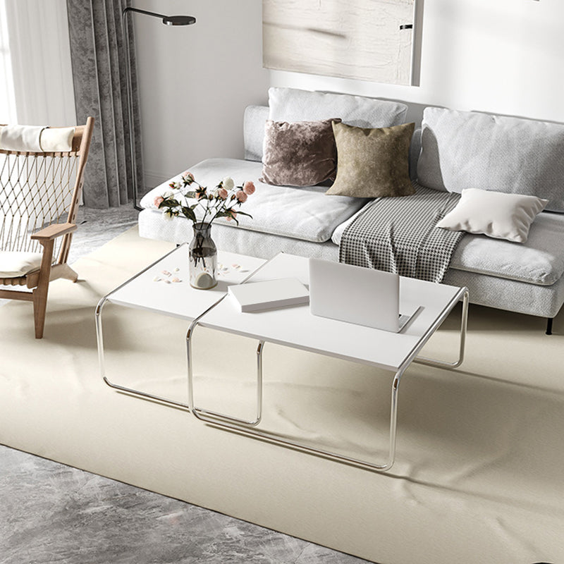 Square Steel Sled Coffee Table Modern 2 Nesting Cocktail Table