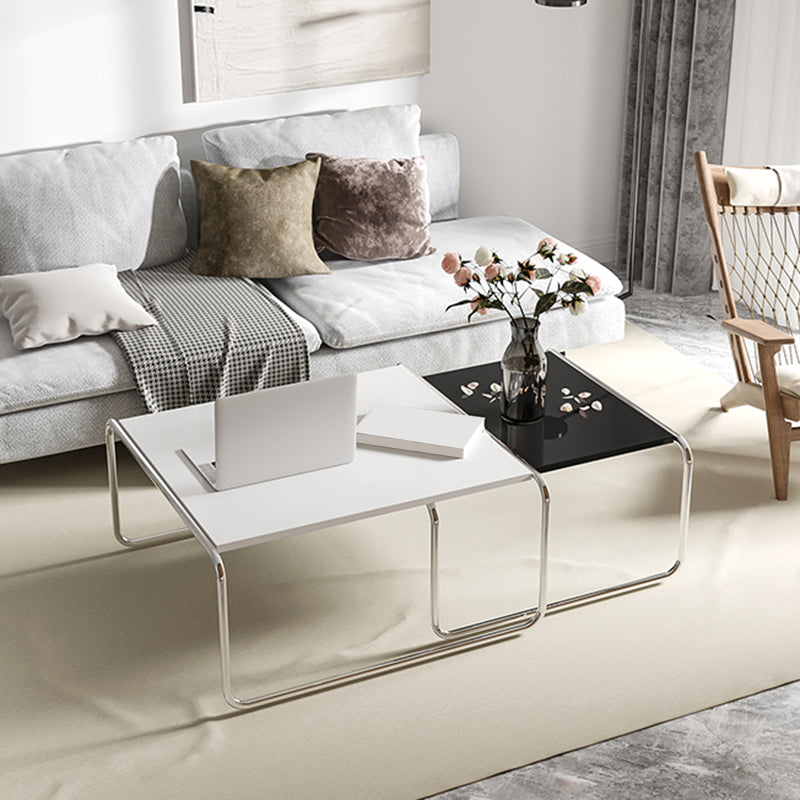 Square Steel Sled Coffee Table Modern 2 Nesting Cocktail Table