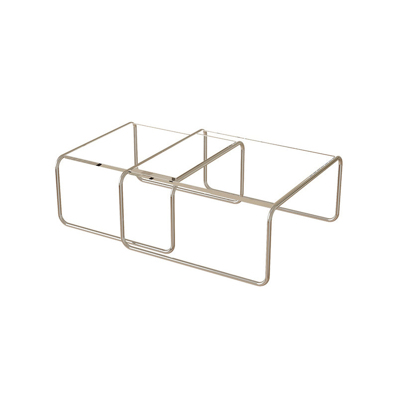 Square Steel Sled Coffee Table Modern 2 Nesting Cocktail Table