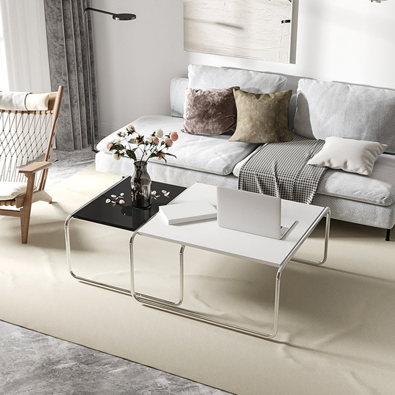 Square Steel Sled Coffee Table Modern 2 Nesting Cocktail Table