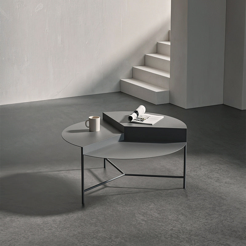 Metal Frame Coffee Table Mid-century Modern Round Cocktail Table