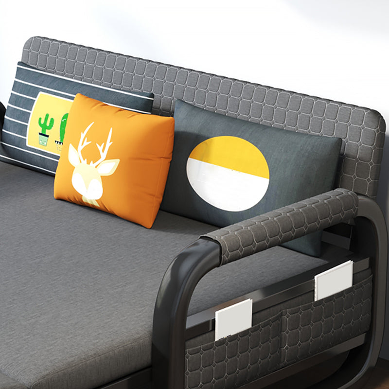 Gray Linen Sofa Bed 37.40" Wide Contemporary Sleeper Sofa with Box