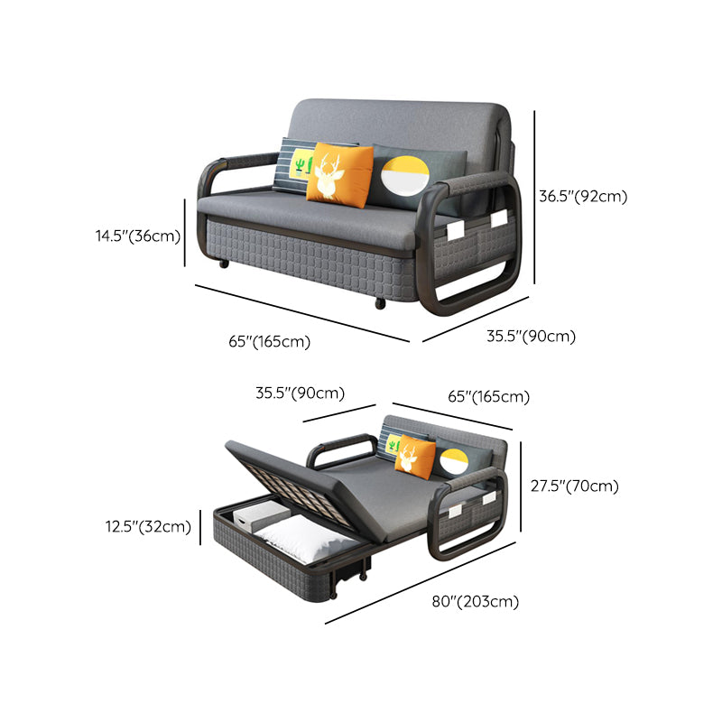 Gray Linen Sofa Bed 37.40" Wide Contemporary Sleeper Sofa with Box