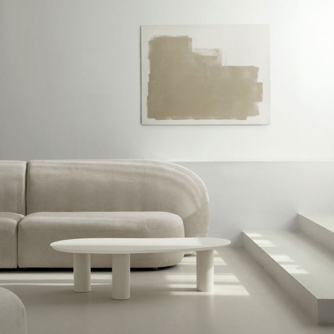 Minimalist Wood 3 Legs Coffee Table 13" H Cloud-Shaped Cocktail Table