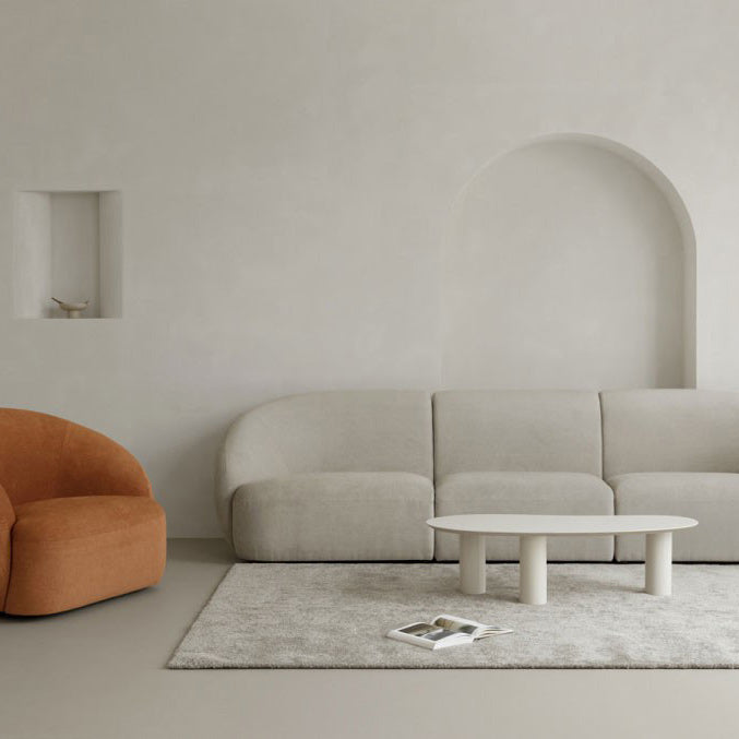 Minimalist Wood 3 Legs Coffee Table 13" H Cloud-Shaped Cocktail Table