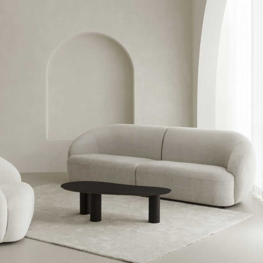 Minimalist Wood 3 Legs Coffee Table 13" H Cloud-Shaped Cocktail Table