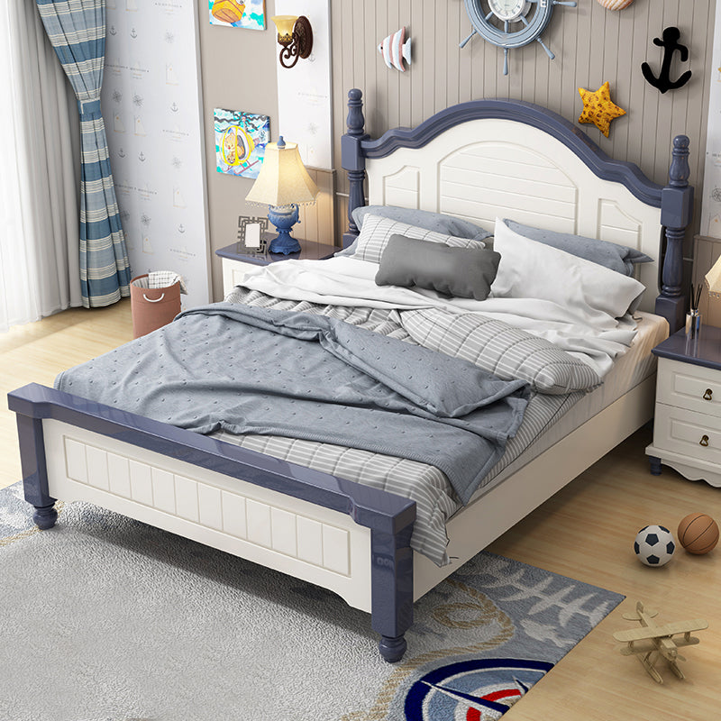 Solid Wood Stepped Standard Bed Headboard Bed with Custom Legs