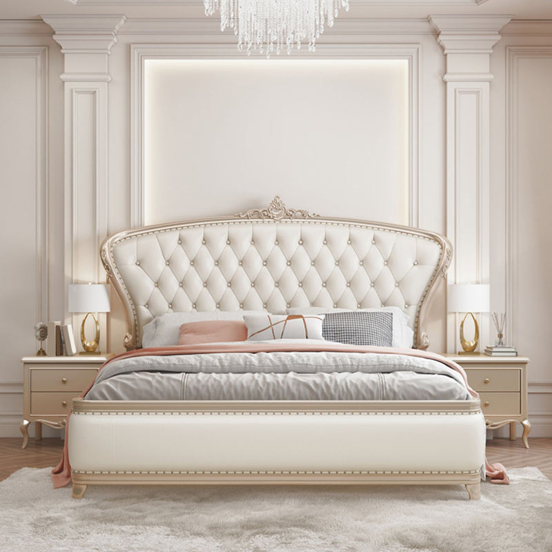 Victorian Foam Standard Bed Pine Wood Storage Bed Frame for Home