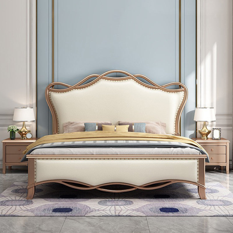 Solid Color Panel Bed Panel Victorian Bed Frame With Custom Gold Legs