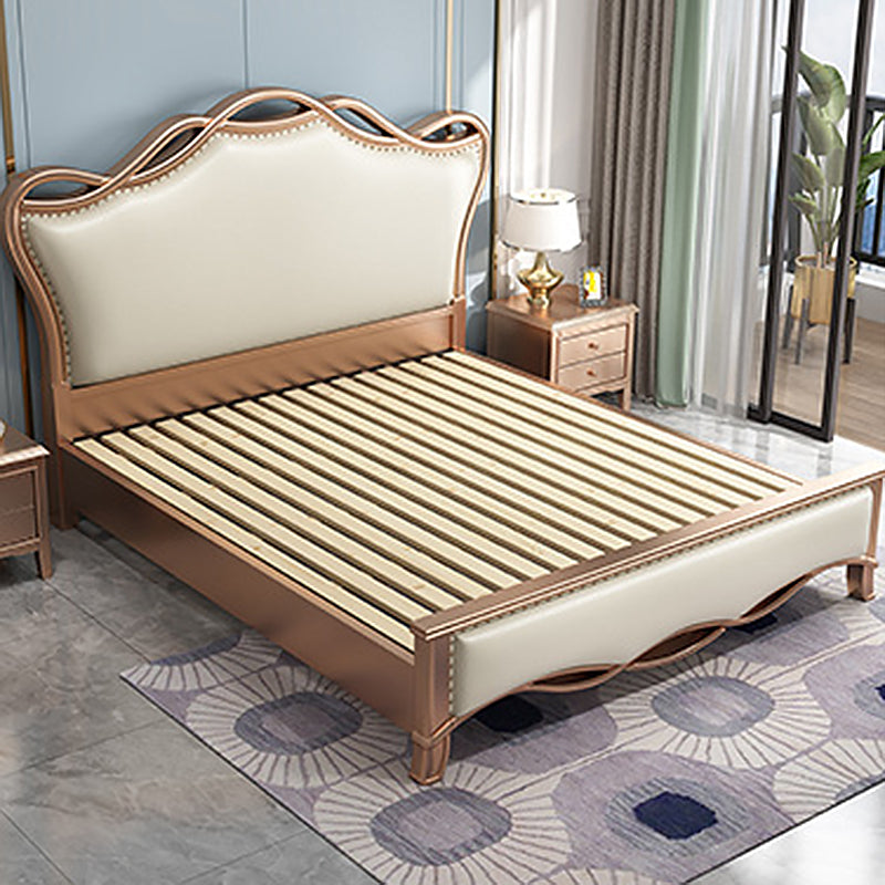 Solid Color Panel Bed Panel Victorian Bed Frame With Custom Gold Legs