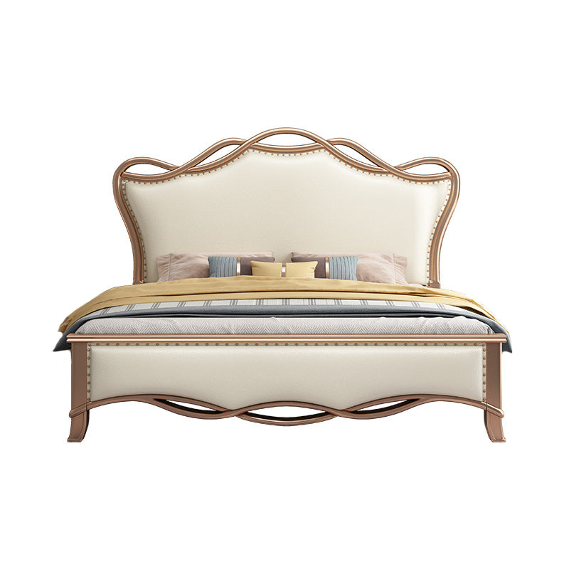 Solid Color Panel Bed Panel Victorian Bed Frame With Custom Gold Legs