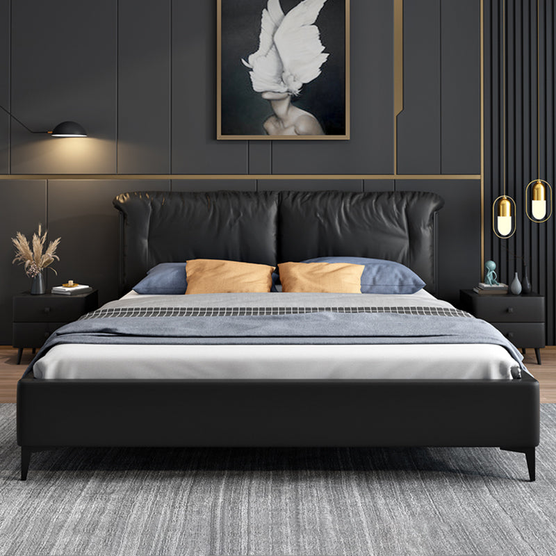 Pine Wood Standard Bed Wood and Upholstered Bed with Custom Legs