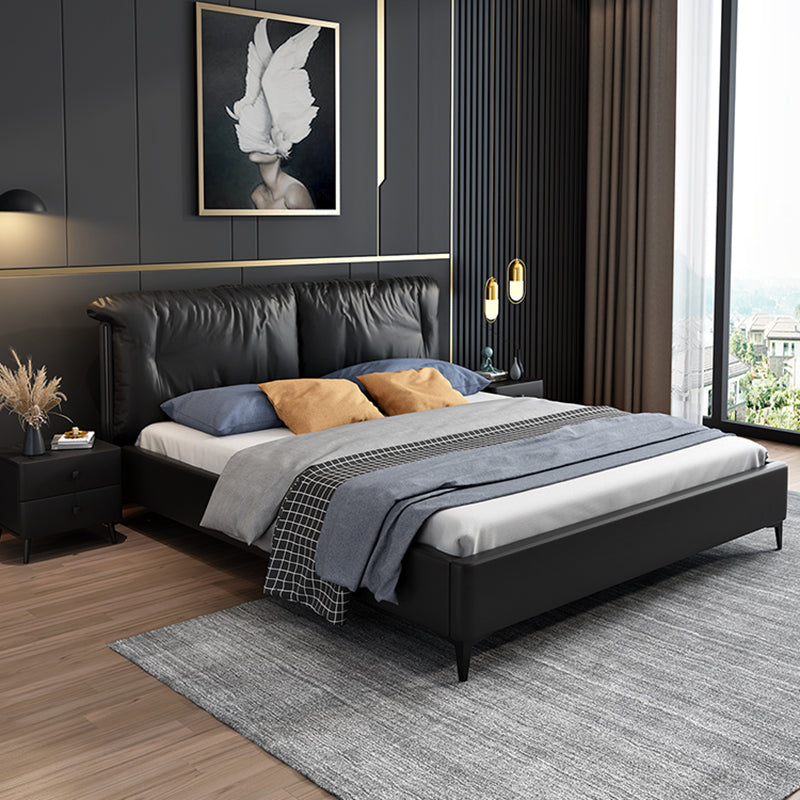 Pine Wood Standard Bed Wood and Upholstered Bed with Custom Legs