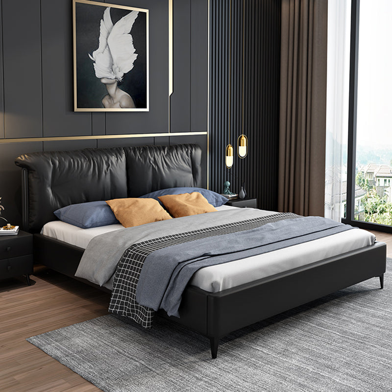 Pine Wood Standard Bed Wood and Upholstered Bed with Custom Legs