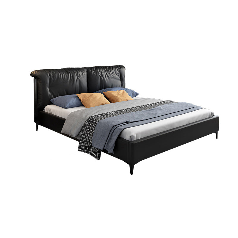 Pine Wood Standard Bed Wood and Upholstered Bed with Custom Legs