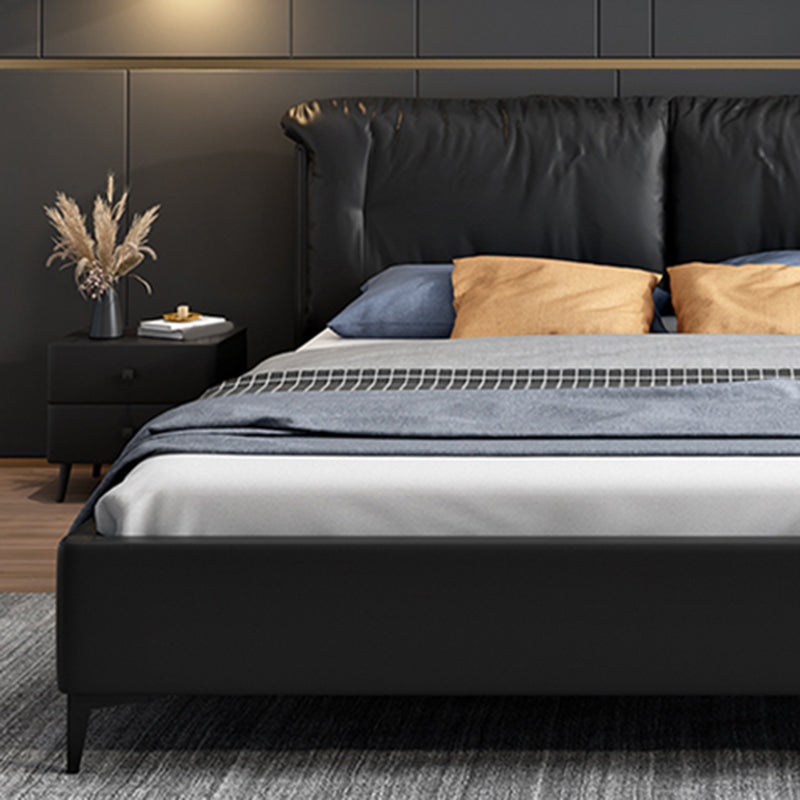 Pine Wood Standard Bed Wood and Upholstered Bed with Custom Legs