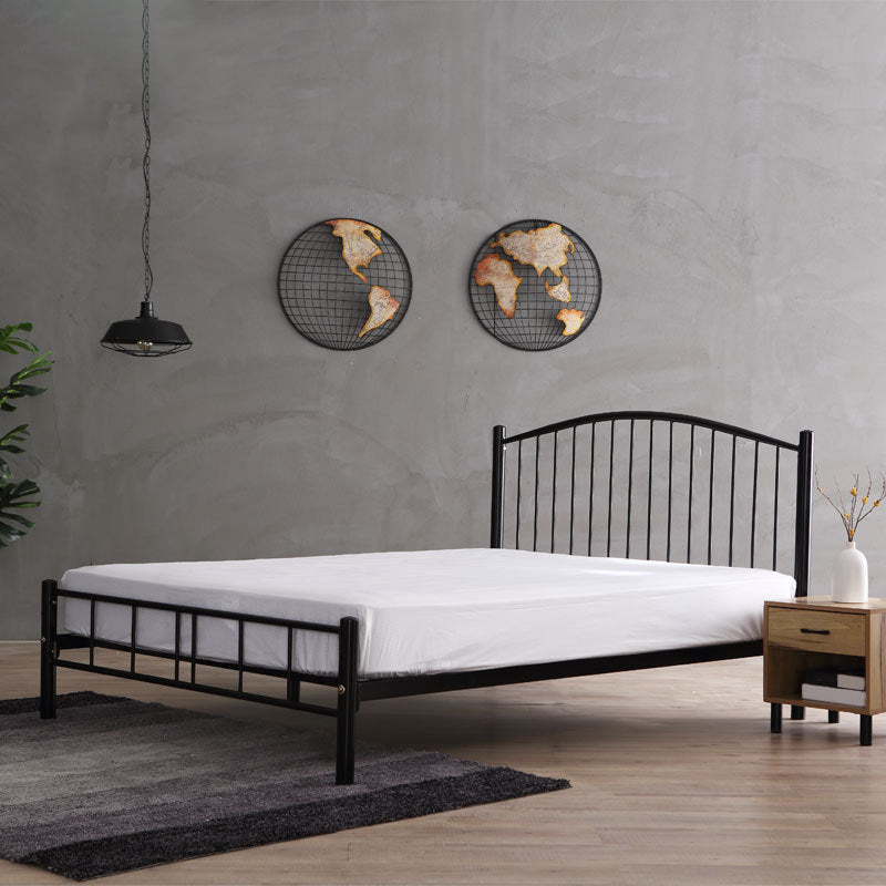 Industrial Metal Standard Bed Black Open-Frame Bed Frame for Home