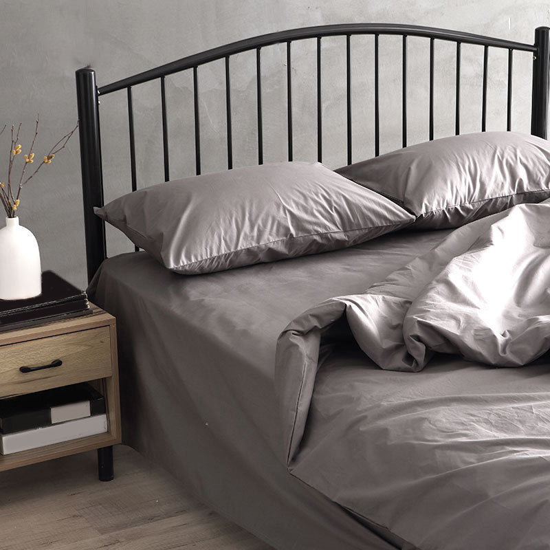 Industrial Metal Standard Bed Black Open-Frame Bed Frame for Home