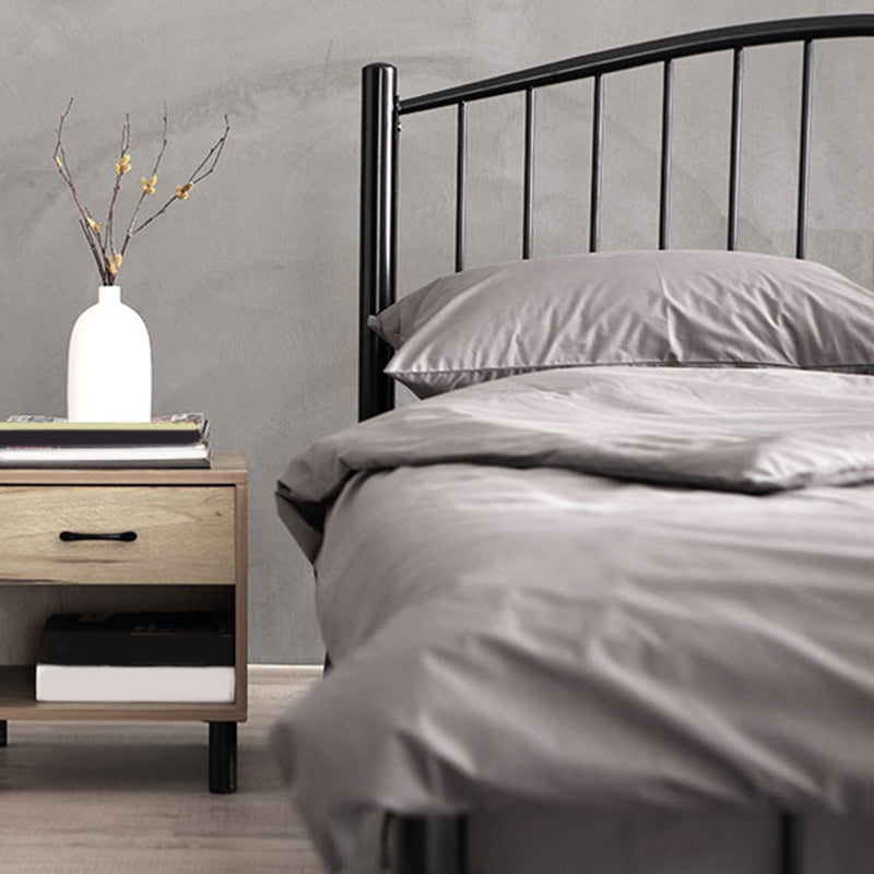 Industrial Metal Standard Bed Black Open-Frame Bed Frame for Home